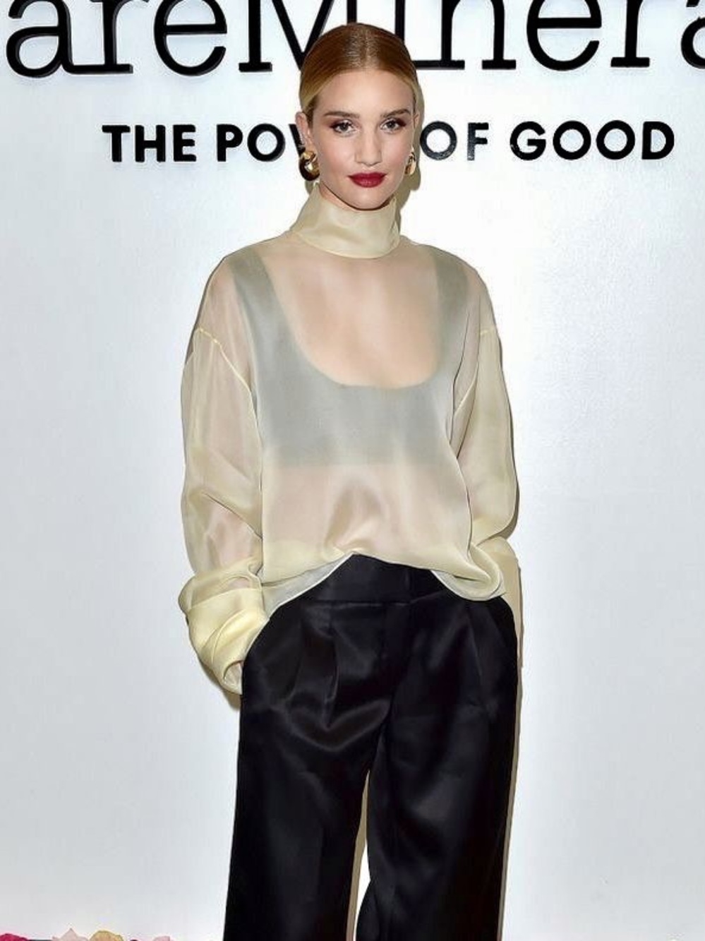 The Row Sheer Cream Mock Neck Long-Sleeve Blouse size Large - Picture 2 of 14